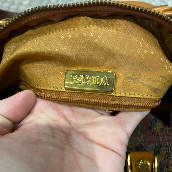 ESCADA Vintage Leather Boston Bag Leather Drum Bag Etro Handle And Strap - Picture 13 of 13